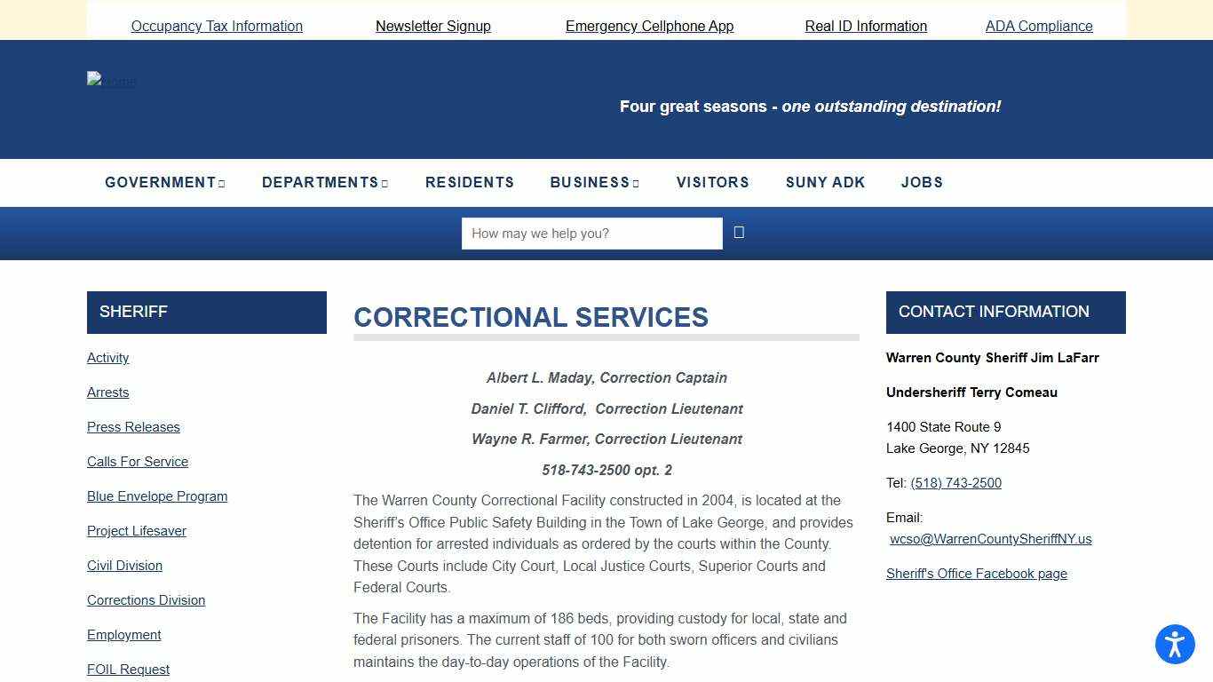 CORRECTIONAL SERVICES | Warren County